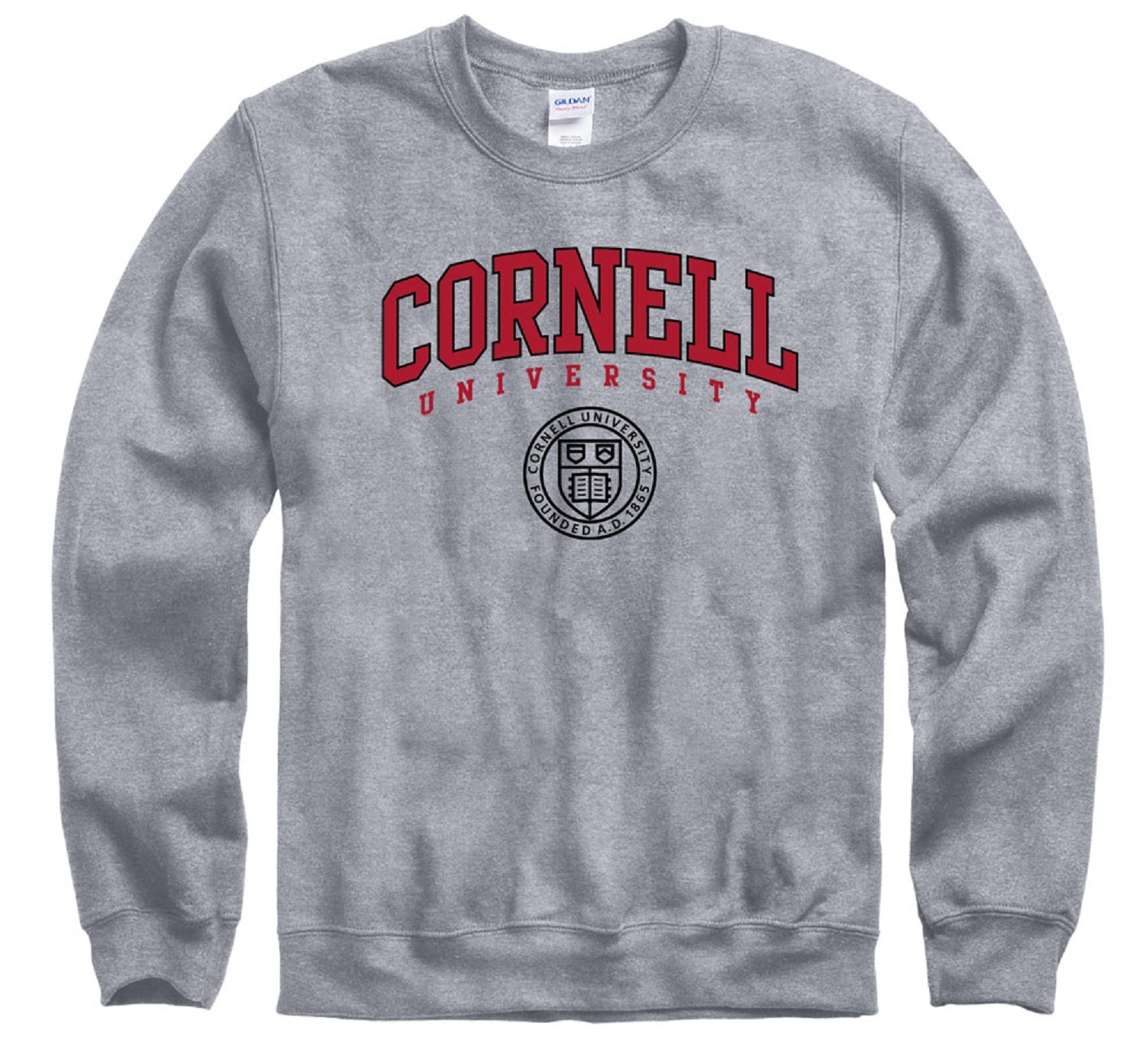 Cornell University Big Red double arch & seal crew-neck sweatshirt-Gra ...