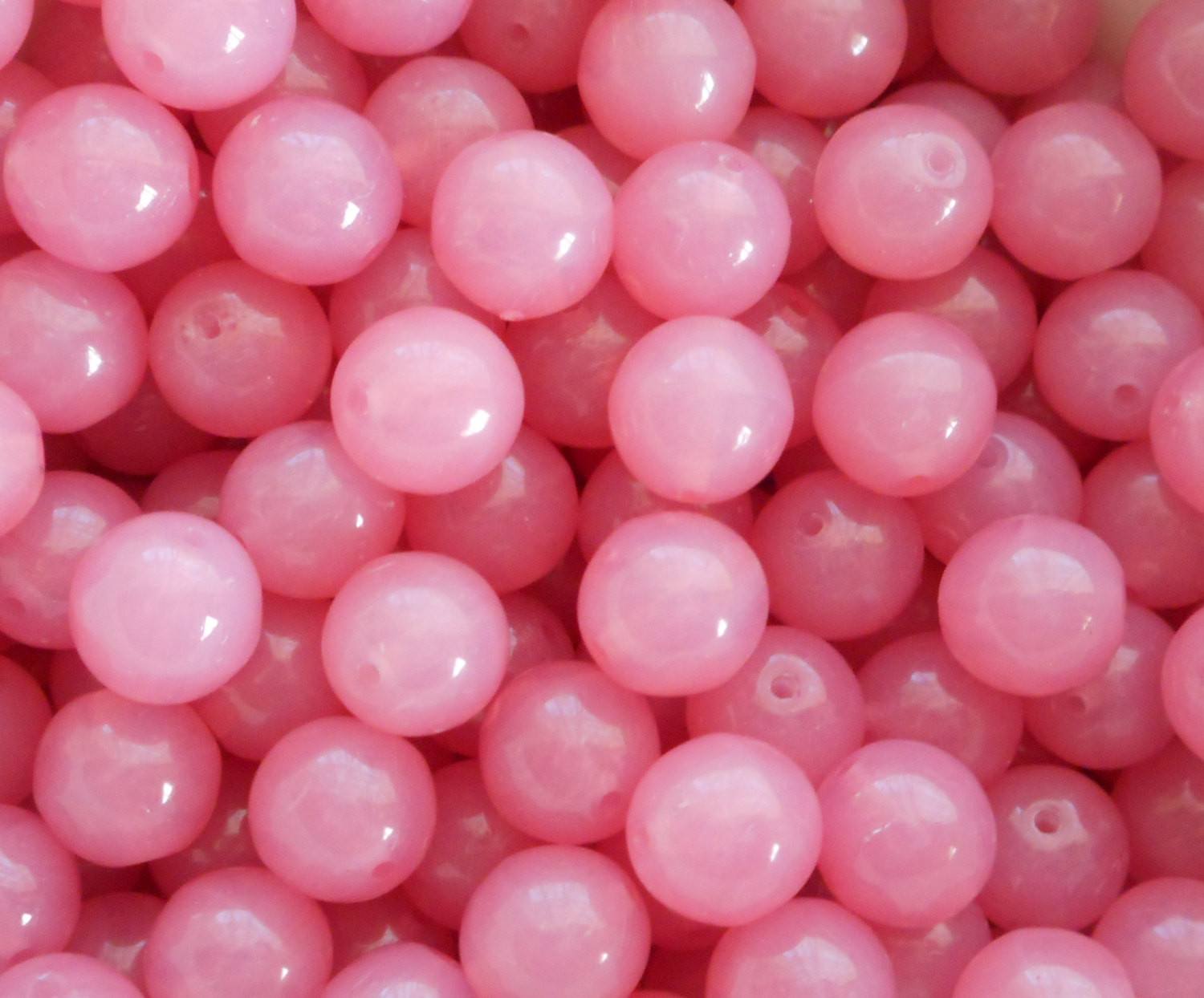 Milky Rose Opal smooth round druk beads 