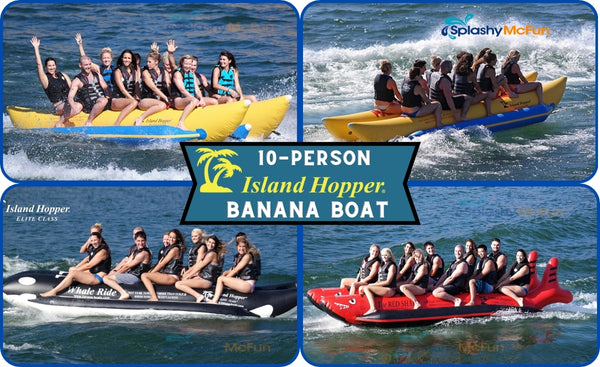 Island Hopper 10 Person Banana Boat Tube out on the water