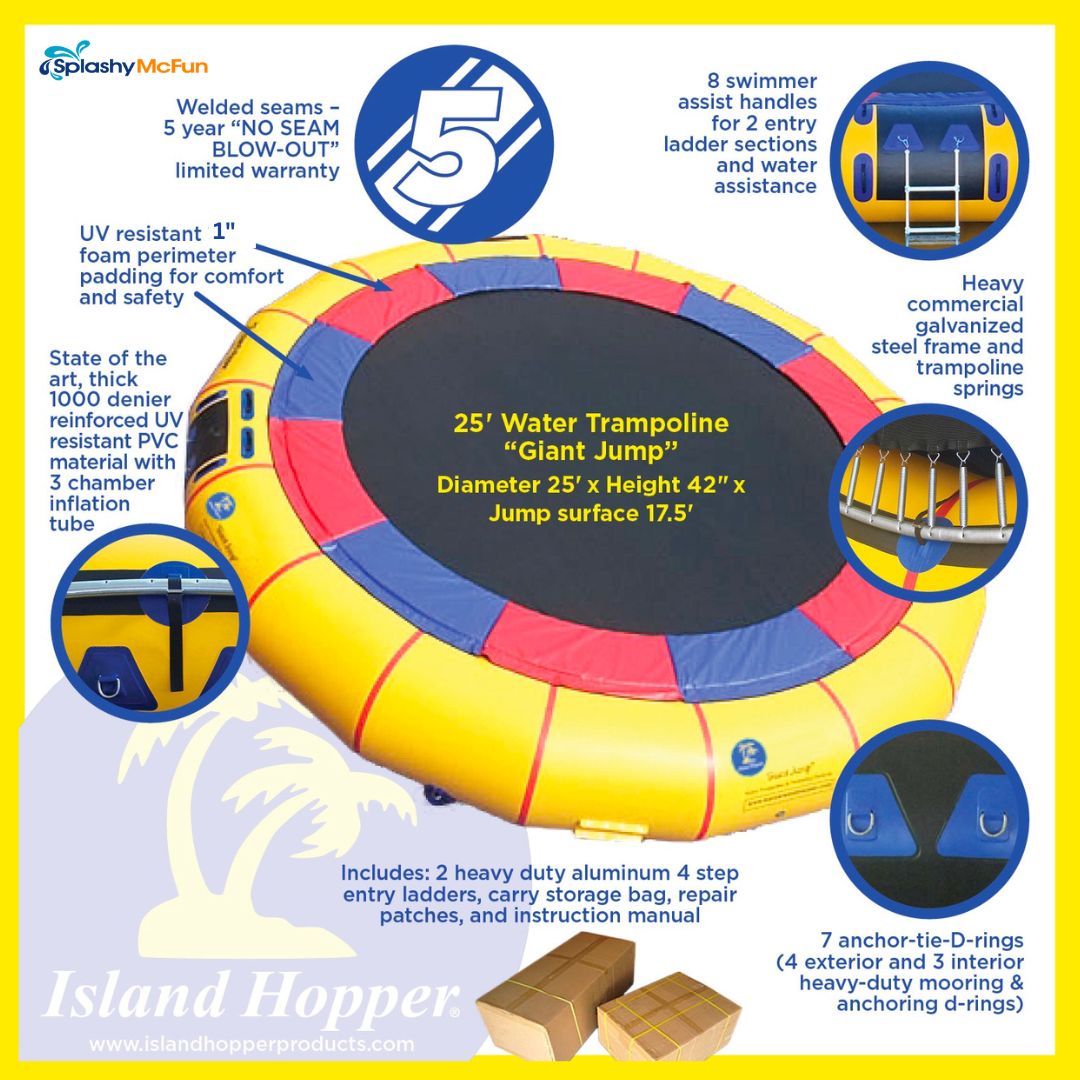 Island Hopper Giant Jump 25ft Water Trampoline features and benefits image