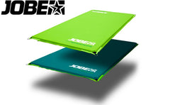 Jobe Manta Floating Inflatable Water Mat shown with green side up and lime colored side down.