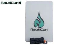 NautiCurl NautiPad Inflatable Water Mat. Grey with the teel and blue Nauticurl logo in the middle