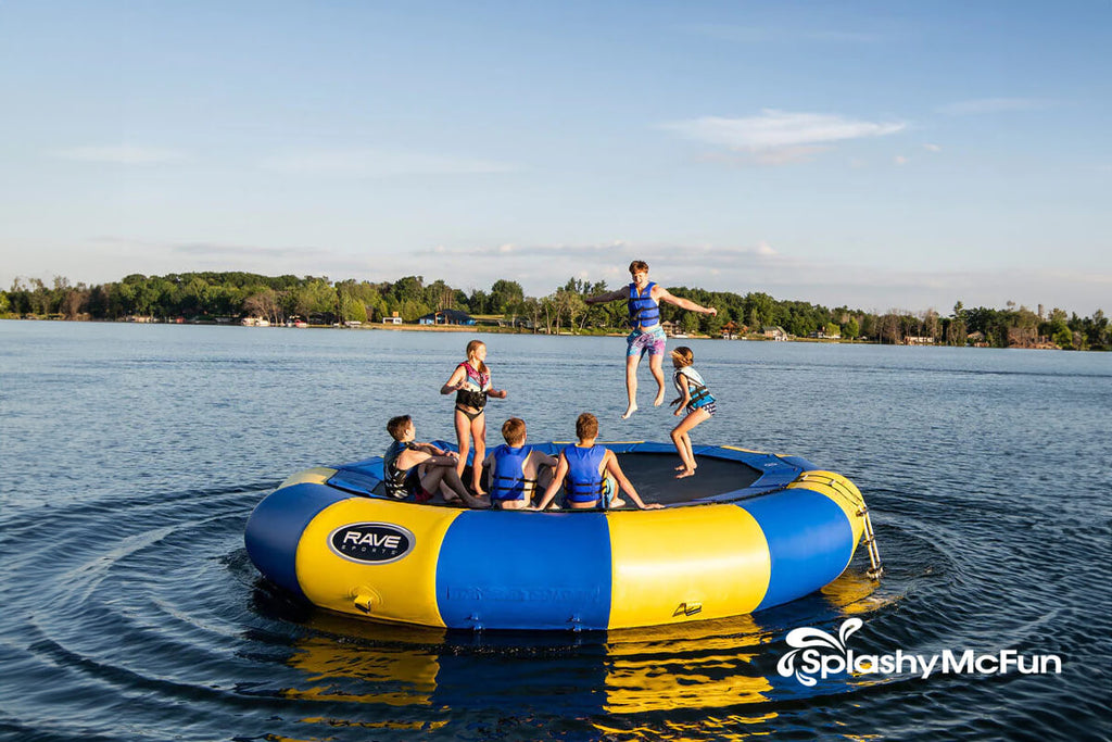 Rave Water Trampoline being used on a lake