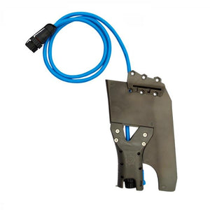 Bixpy Hobie Twist & Stow Kayak Rudder Adapter is black with a blue cable line with black plug.