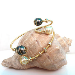 Amara SouthSea & Tahtian gold wrap pearl bracelet - Audrey Collection
