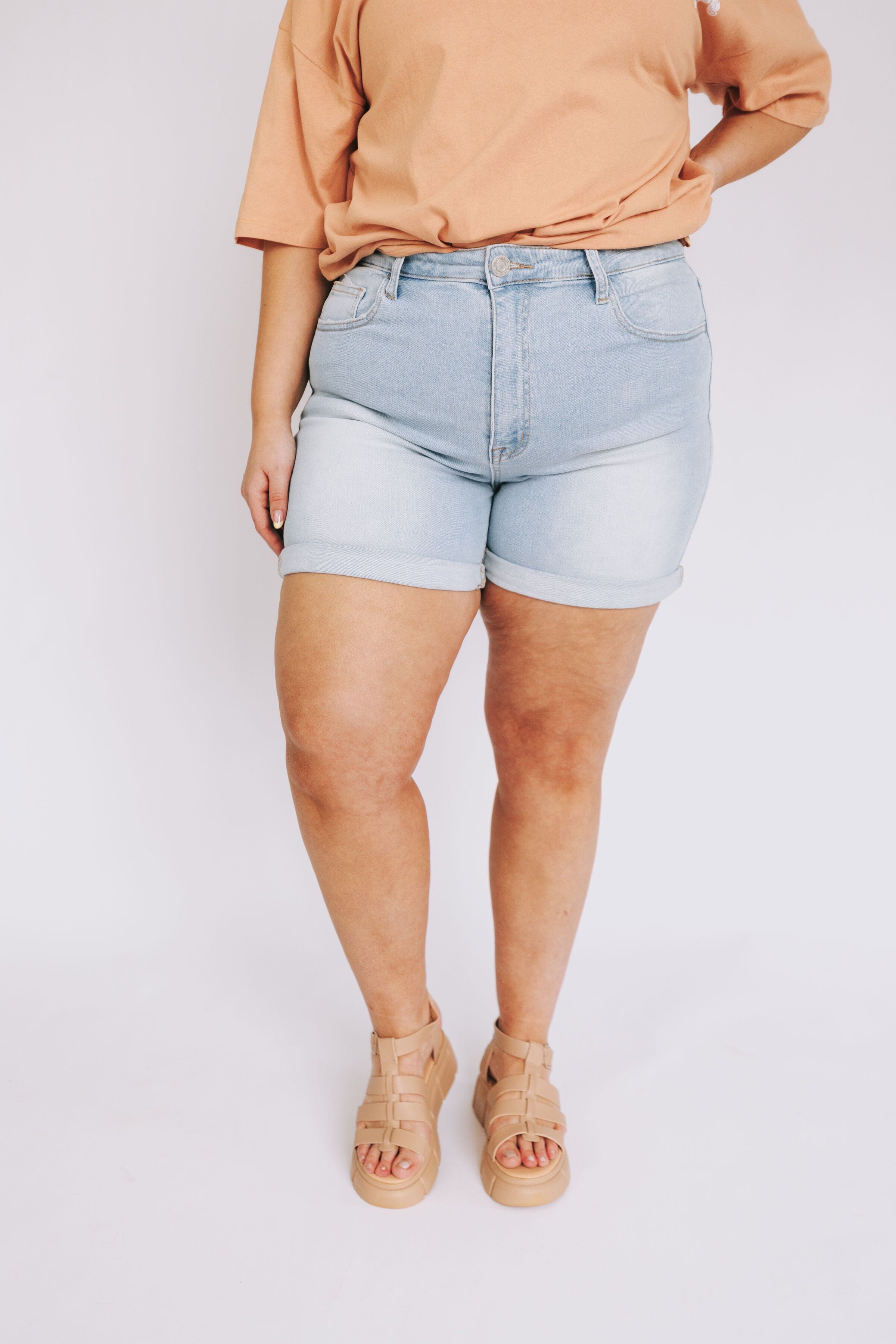 PLUS SIZE - Drop Down Biker Shorts