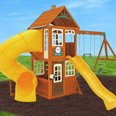 kidkraft castlewood double slide play centre