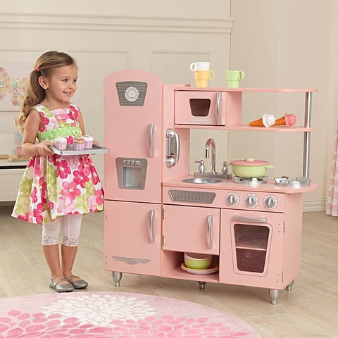 KidKraft Pink Vintage Kids Play Kitchen – Swing and Play