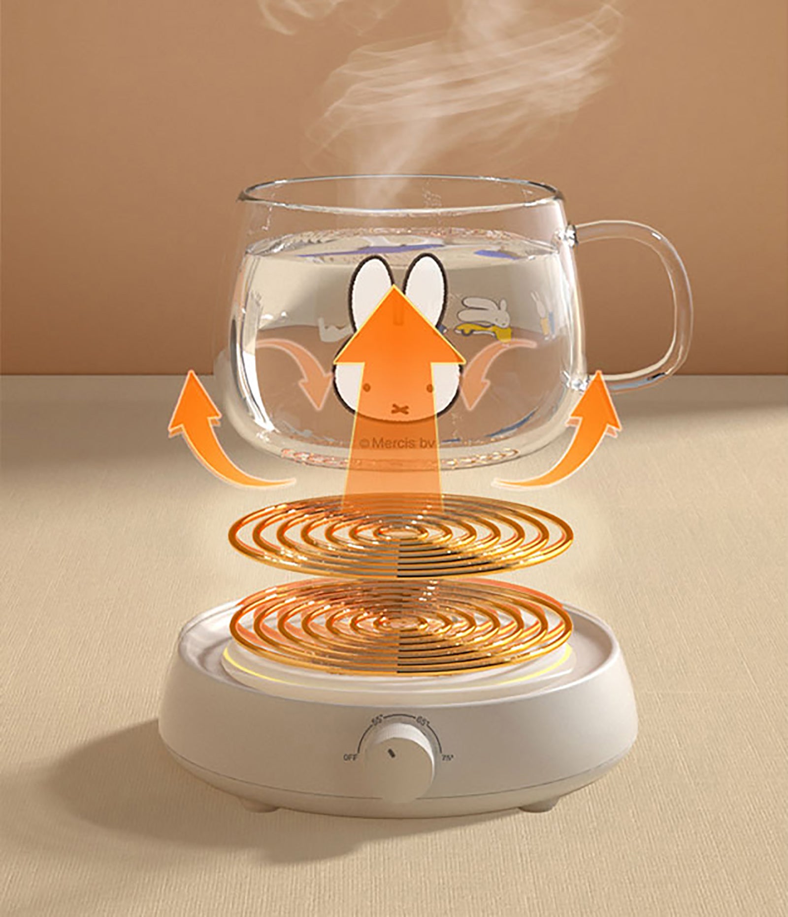 MIPOW x Miffy Electric Coffee Mug Warmer 3 level temperature Splash-proof &  Large Heating Plate MIPOW x Miffy （Nijntje ミッフィー 米菲 ）