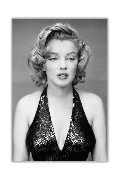 Black and White Marilyn Monroe in Evening Dress on Canvas Wall Art