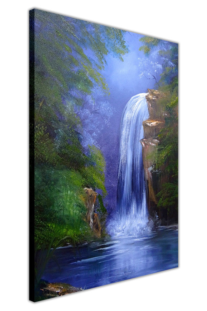 Waterfall In The Jungle On Framed Canvas Wall Art Prints Floral Pictures Home Decoration Room Deco Poster Photo Artwork Canvasitup