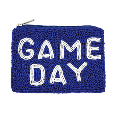 Blue Game Day Beaded Coin Purse