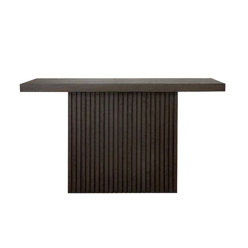 Vanna Dark Espresso Oak Pedestal Base Console Table by Worlds Away
