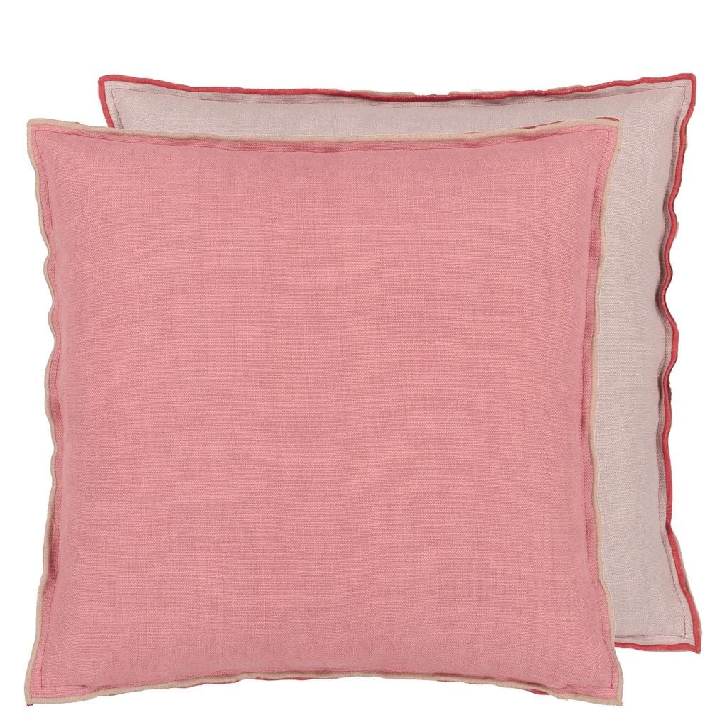 Brera Lino Damask Rose & Travertine Decorative Pillow by Designers Guild