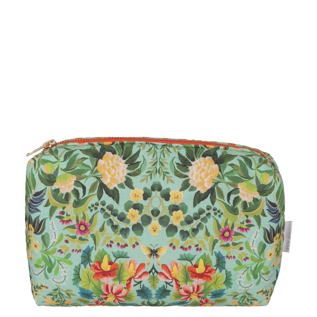 Designers Guild Ikebana Damask Aqua Medium Toiletry Bag - FIG LINENS ...