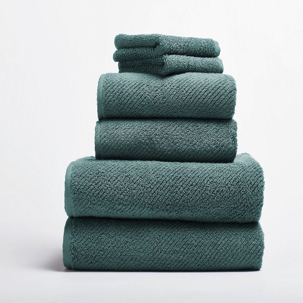 Air Weight Deep Dusty Aqua Organic Bath Towels
