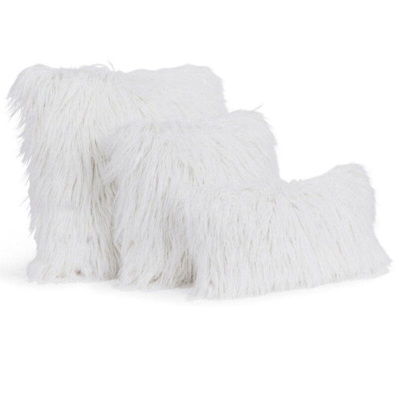 Elegant Taupe Mongolian Tibetan Lamb Fur Pillow