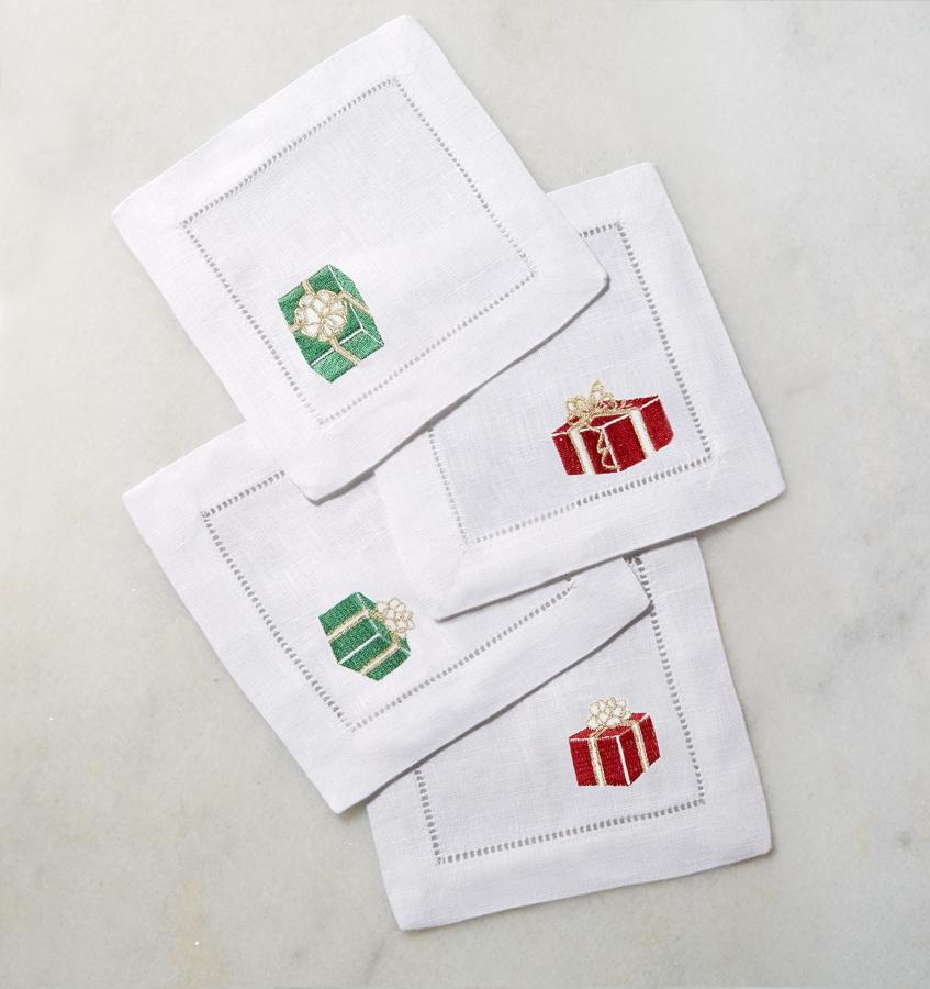 Red & Green Holiday Cocktail Napkins by Sferra | Fig Linens