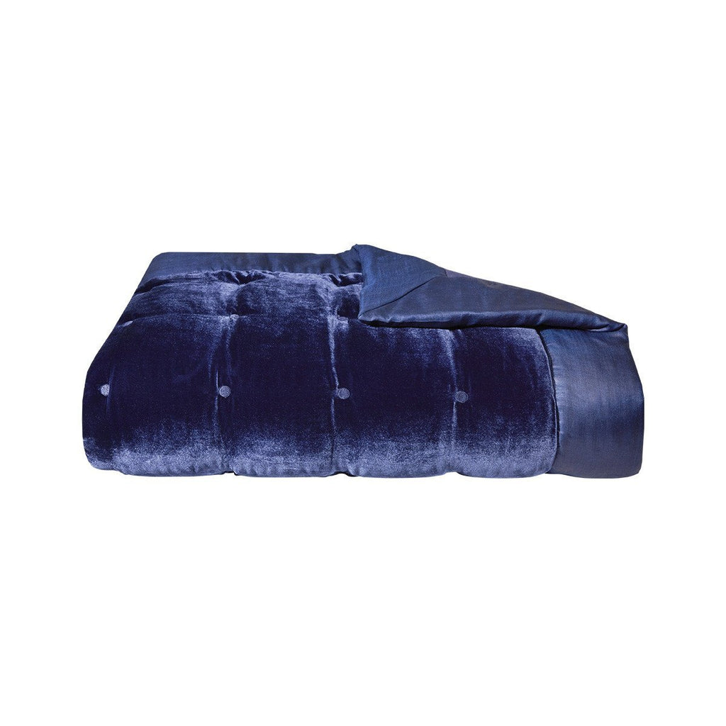 Cocon Marine Silk Velvet Coverlet by Yves Delorme | Fig Linens