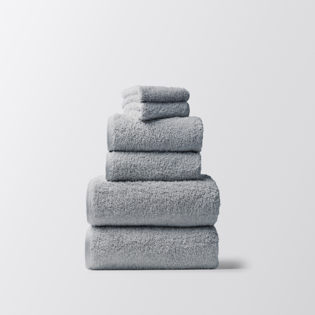 Coyuchi Cloud Loom 4-Piece Organic Cotton Bath Towel Set in Steel Blue