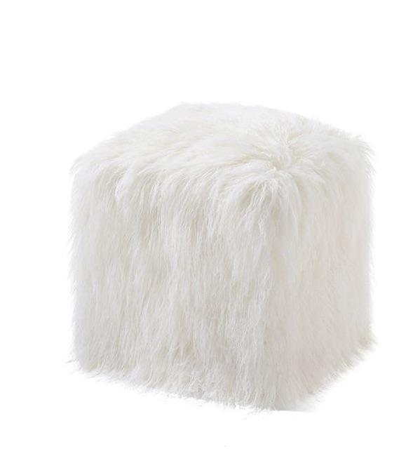 Fabulous Furs Faux Fur Throws, Pillows & Rugs Signature Faux Fur Pillow // White Tibetan Lamb (Lumbar)