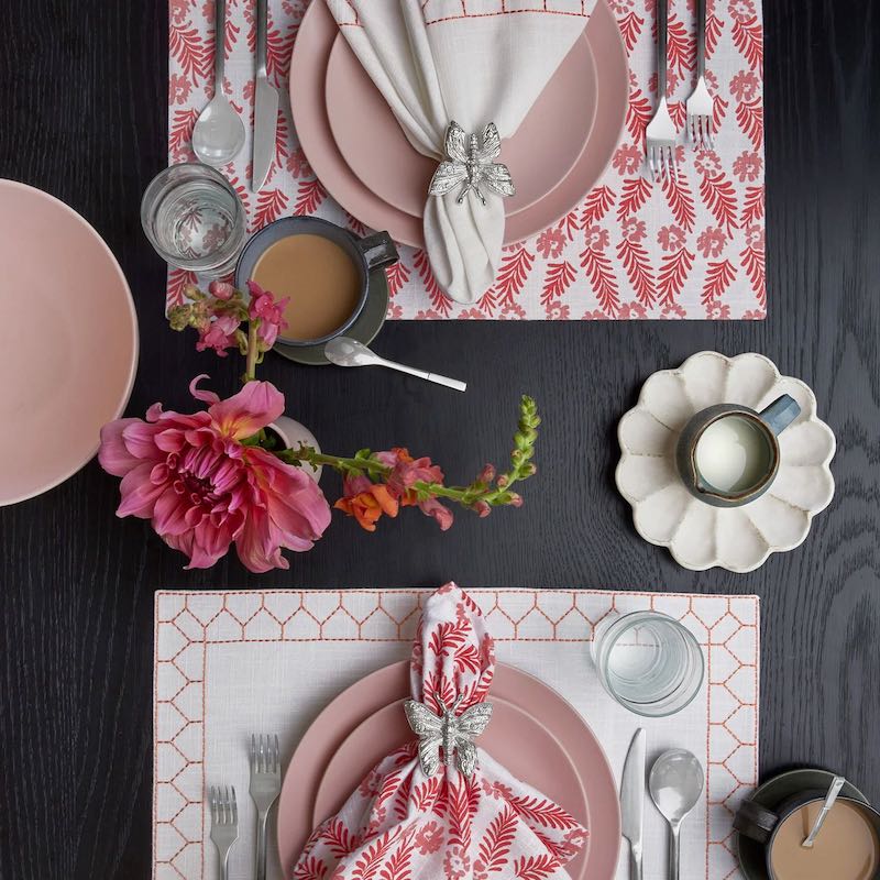 John Robshaw Aamani Coral Napkins Fig Linens and Home Interior Design Inspired by Travel