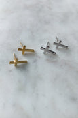 Gold Dipped Cross Stud Earrings