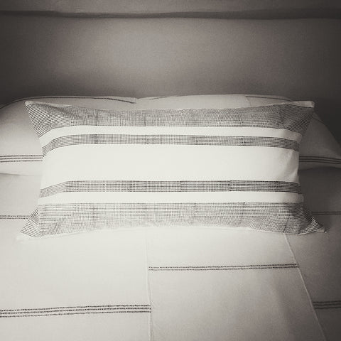 Horizontal bands block print pillow, large lumbar - M+A NYC