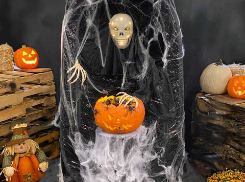 Ghoulish WeatherPod stand for handing out treats on Halloween