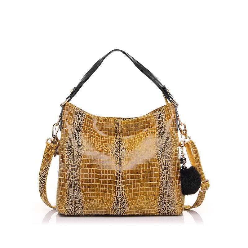 Women Handbag Genuine Leather Tote Bag Female Serpentine Pattern Leath