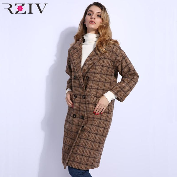 RZIV winter coat women warm plaid long ladies coats and jackets straig