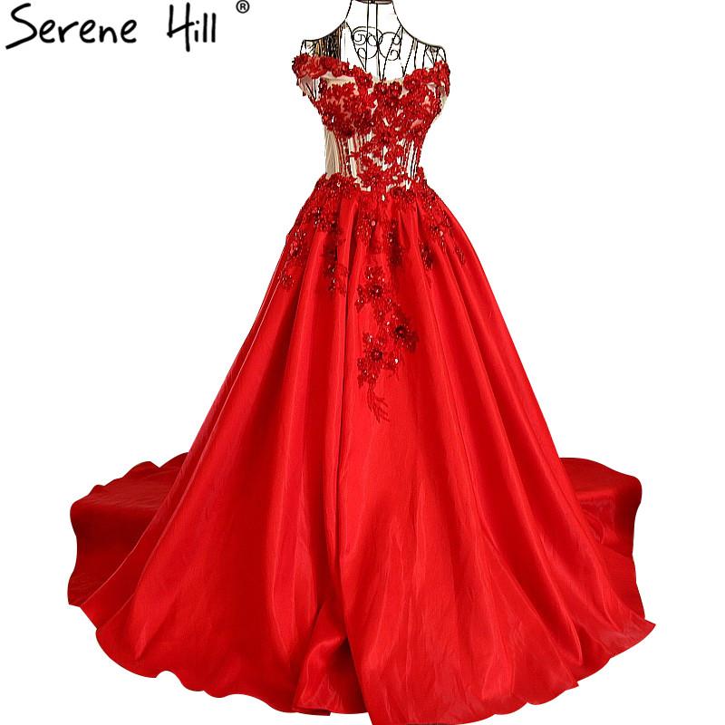New Lace Appliques Crystal Evening Dresses Sexy Sleeveless Red Formal