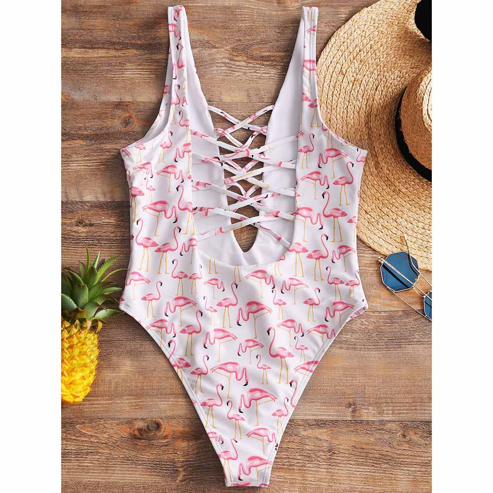 flamingo one piece bathing suit