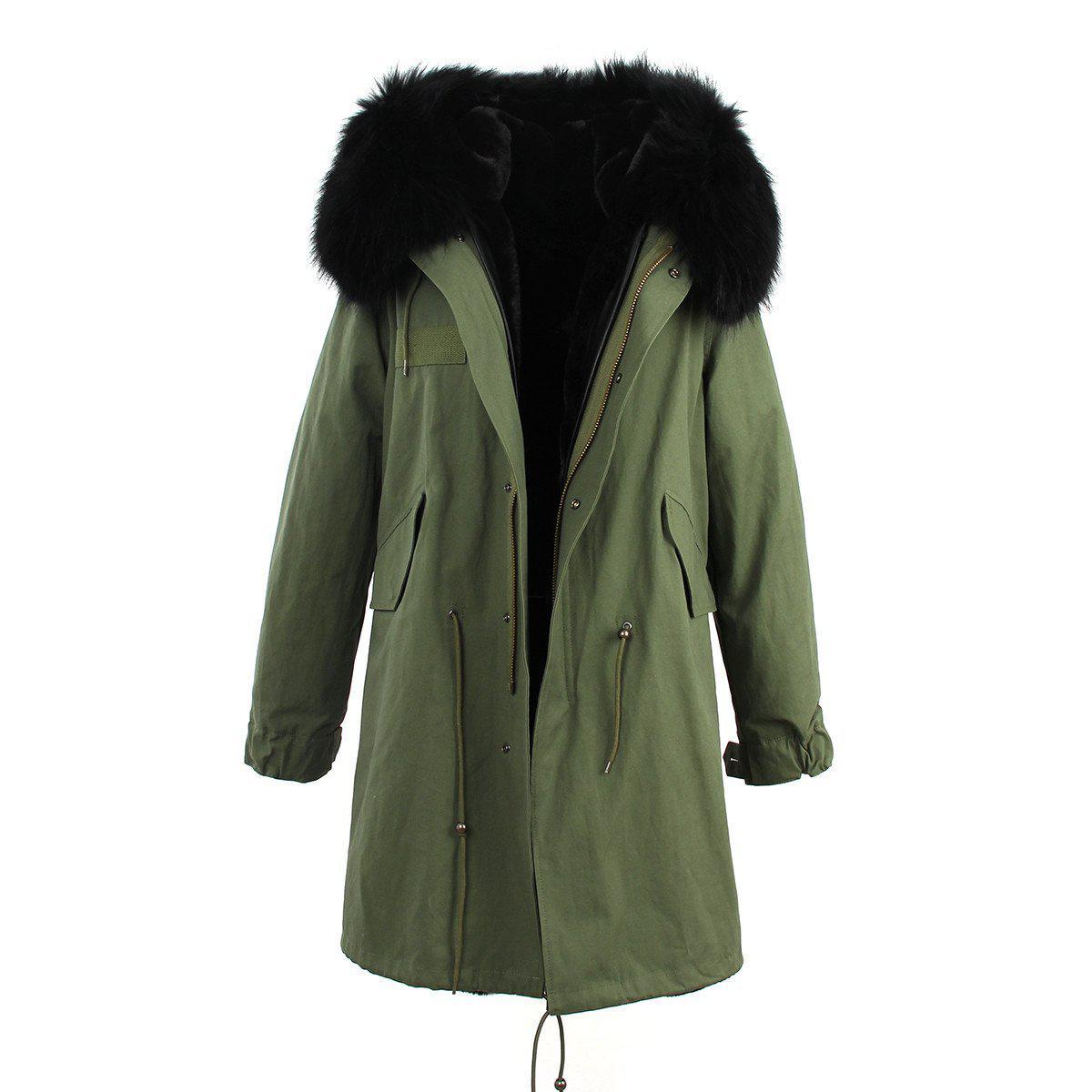 Raccoon fur hooded winter jacket