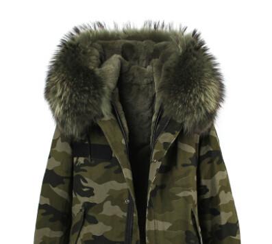 Raccoon fur hooded winter jacket