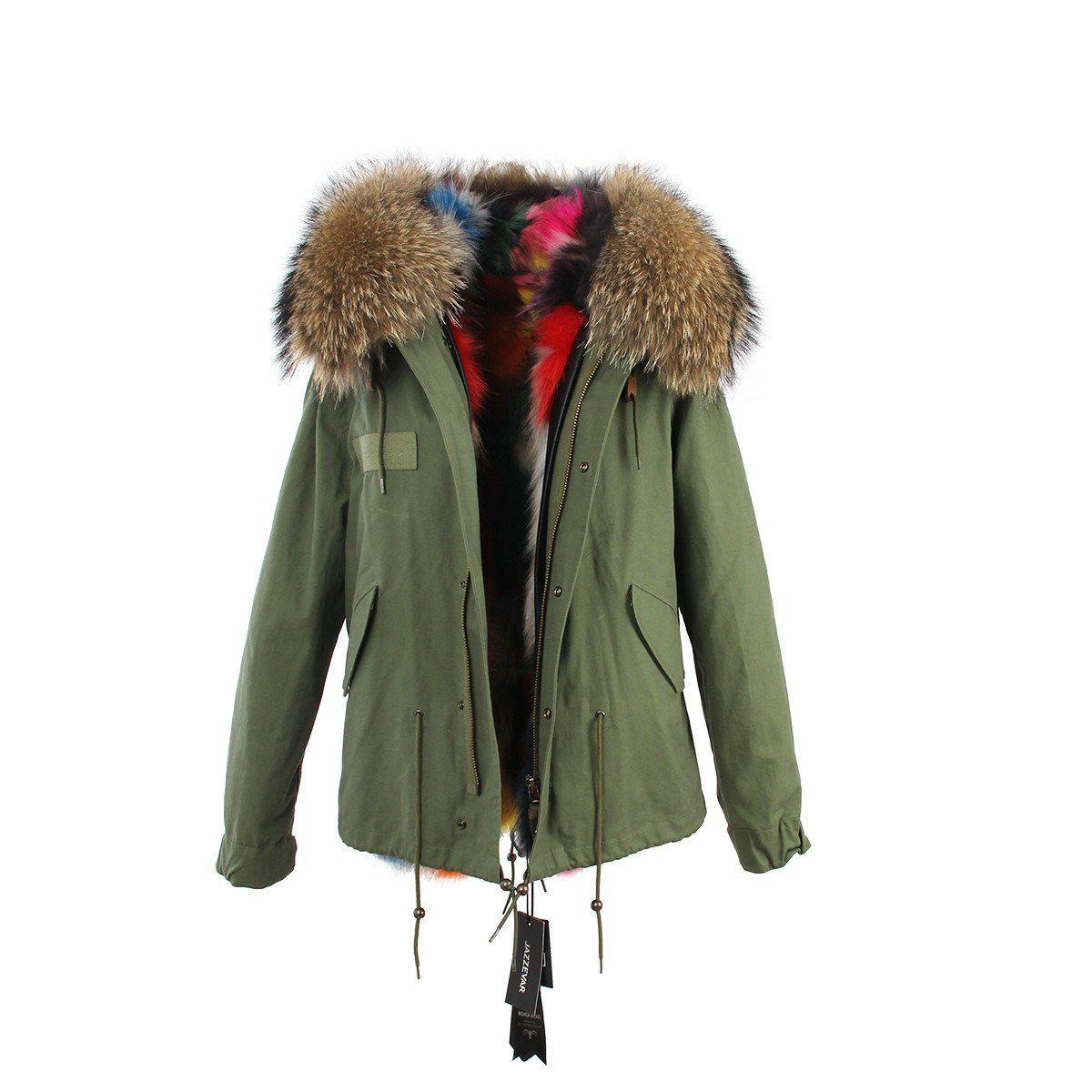 women's army green Large hooded coat