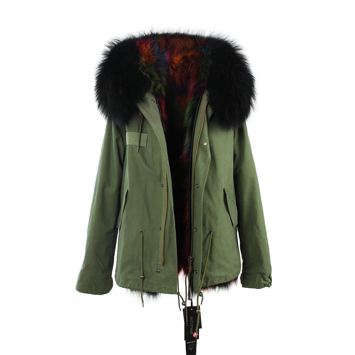 women's army green Large hooded coat