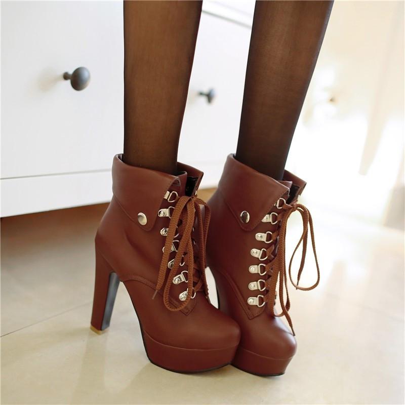 Stylish Lace up High Ankle Boots