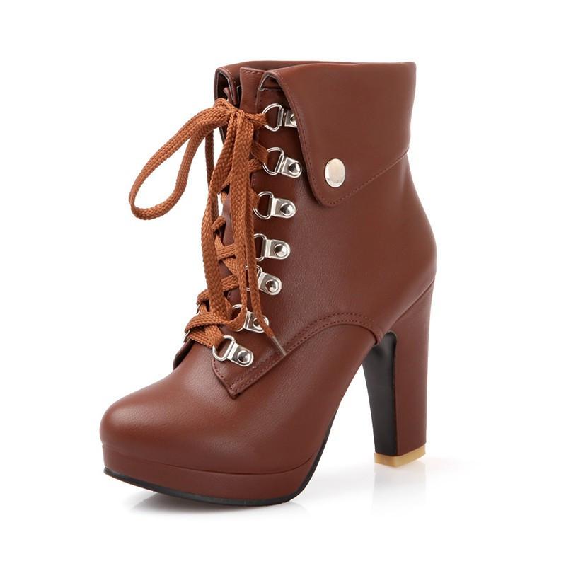 Stylish Lace up High Ankle Boots