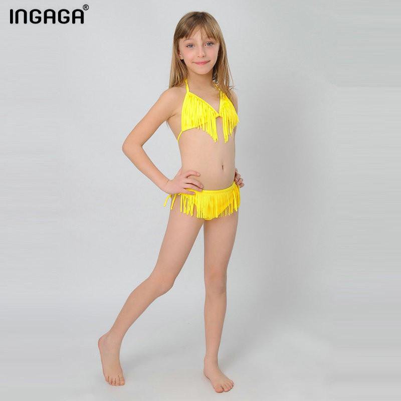 girls yellow bathing suit