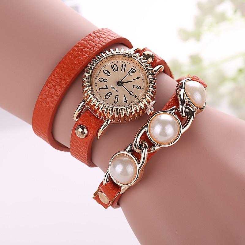 New Fashion Women Bracelet Pearl Watch Casual Women Wristwatch Luxury