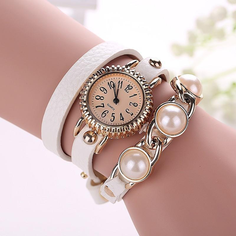 New Fashion Women Bracelet Pearl Watch Casual Women Wristwatch Luxury