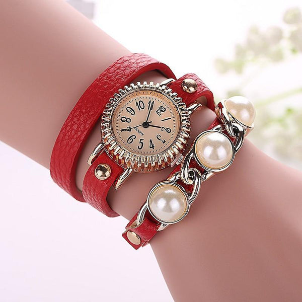 New Fashion Women Bracelet Pearl Watch Casual Women Wristwatch Luxury