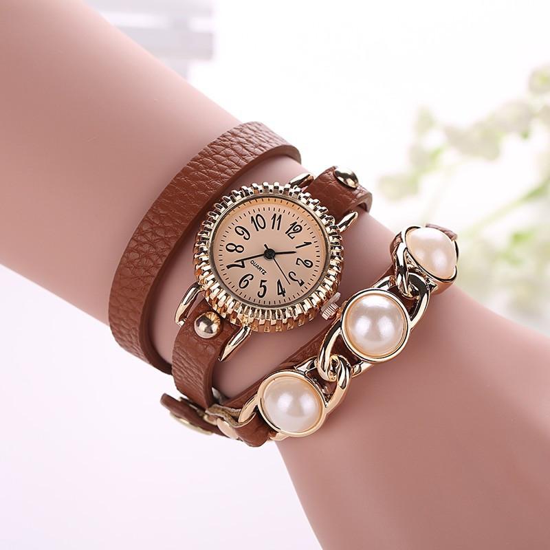 New Fashion Women Bracelet Pearl Watch Casual Women Wristwatch Luxury