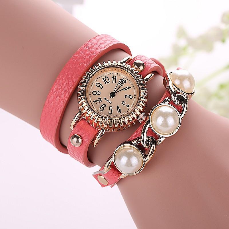 New Fashion Women Bracelet Pearl Watch Casual Women Wristwatch Luxury