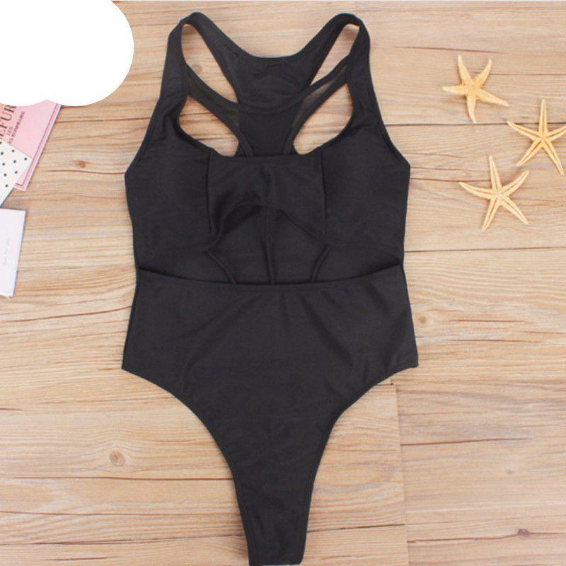 Black Thong Swimsuit Super Sexy Swimwear Women High Neck Sport Bathing