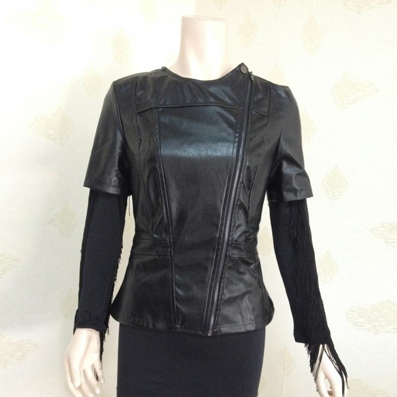 women's short sleeve leather jacket