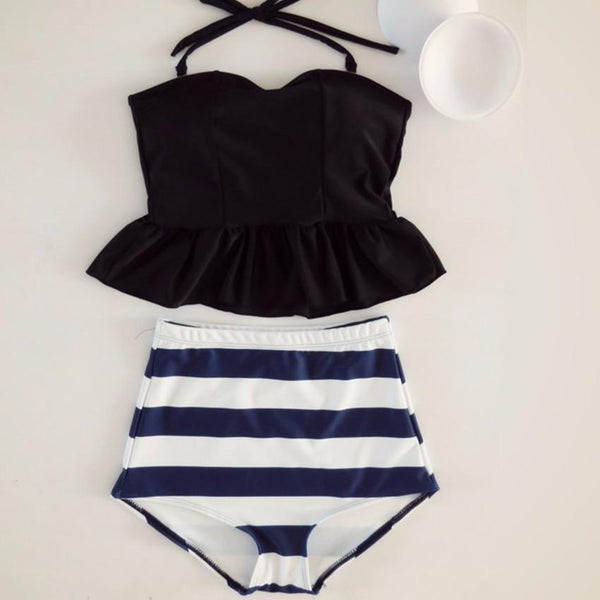 High Waist Two-Piece Ruffle vintage Bikini set