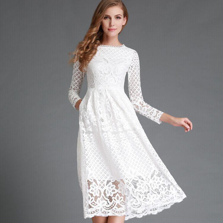 Casual White Lace Party Dress