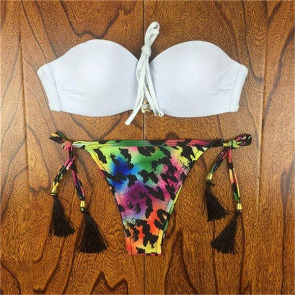 Push Up Bikinis Set Femme Beach Floral Printed Swimwear Women Straples